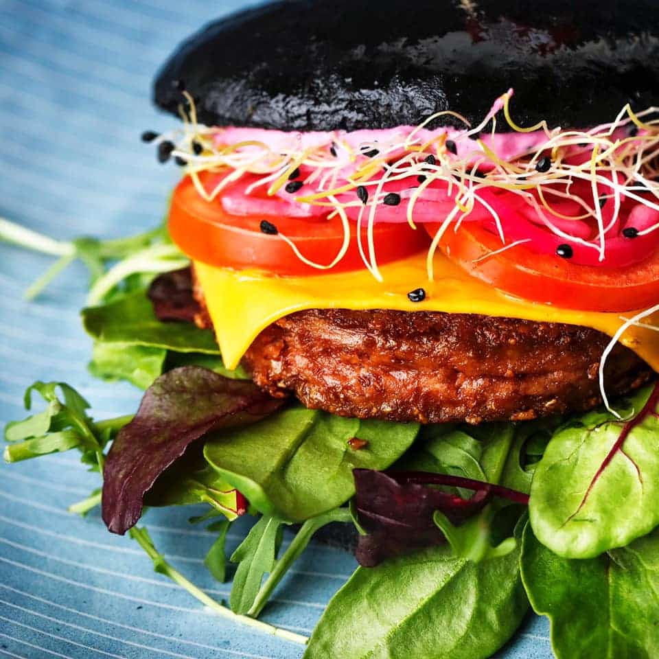 Vegansk burger fra Two Monkeys i Boltens Food Court